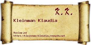 Kleinman Klaudia névjegykártya